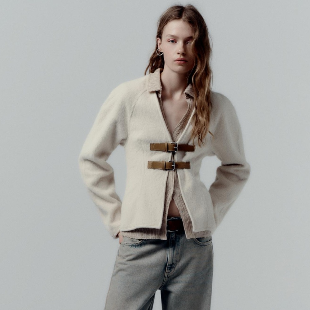 Zara soft double buckle cardigan